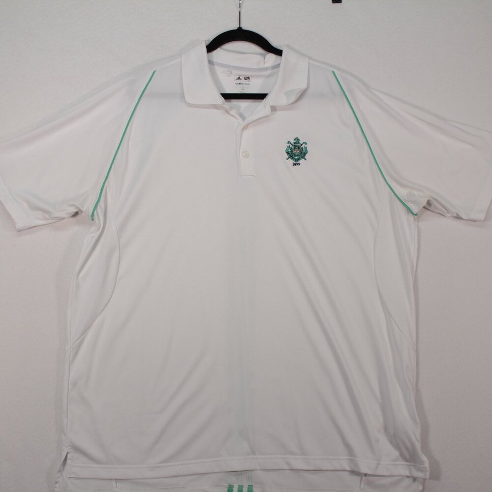 Adidas  Polo Men's 2XL White Short Sleeve Solid ClimaCool Detroit Golf Club